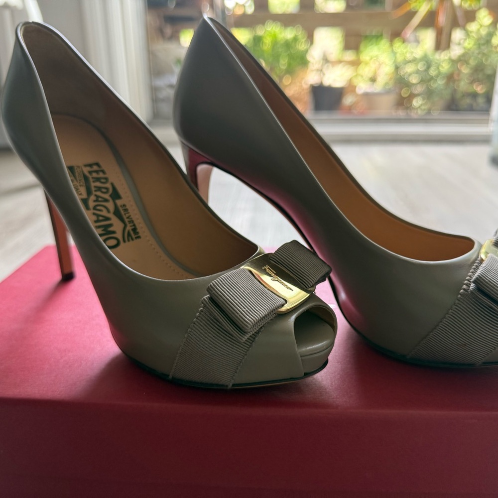 Salvatore Ferragamo Gray Stiletto Heels